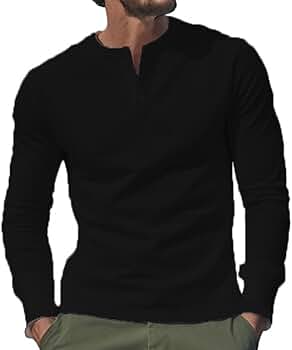シンゾーン　MILITARY HENLEY PULLOVER BLACK Heavy jersey henley shirt - Black Jet